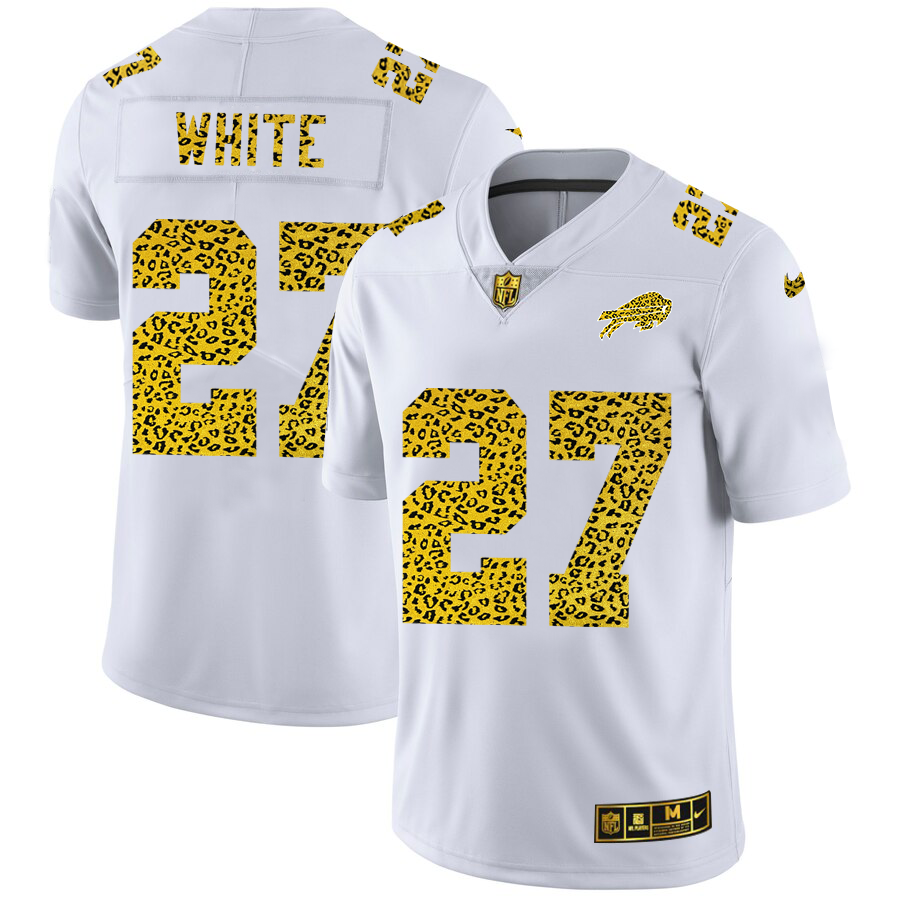 Buffalo Bills #27 Tre'Davious White Men's Nike Flocked Leopard Vapor Limited NFL Jersey White