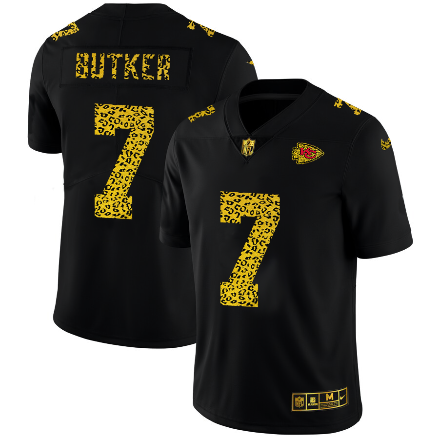 Kansas City Chiefs #7 Harrison Butker Men's Nike Leopard Fashion Vapor Limited NFL Jersey Black