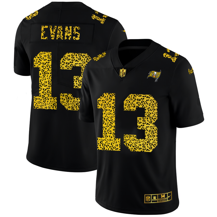 Tampa Bay Buccaneers #13 Mike Evans Men's Nike Leopard Fashion Vapor Limited NFL Jersey Black