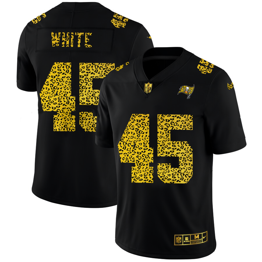 Tampa Bay Buccaneers #45 Devin White Men's Nike Leopard Fashion Vapor Limited NFL Jersey Black