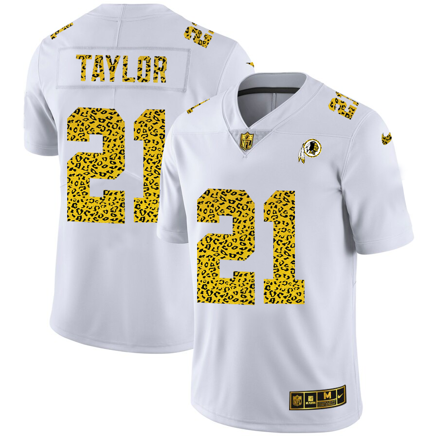 Washington Redskins #21 Sean Taylor Men's Nike Flocked Leopard Vapor Limited NFL Jersey White