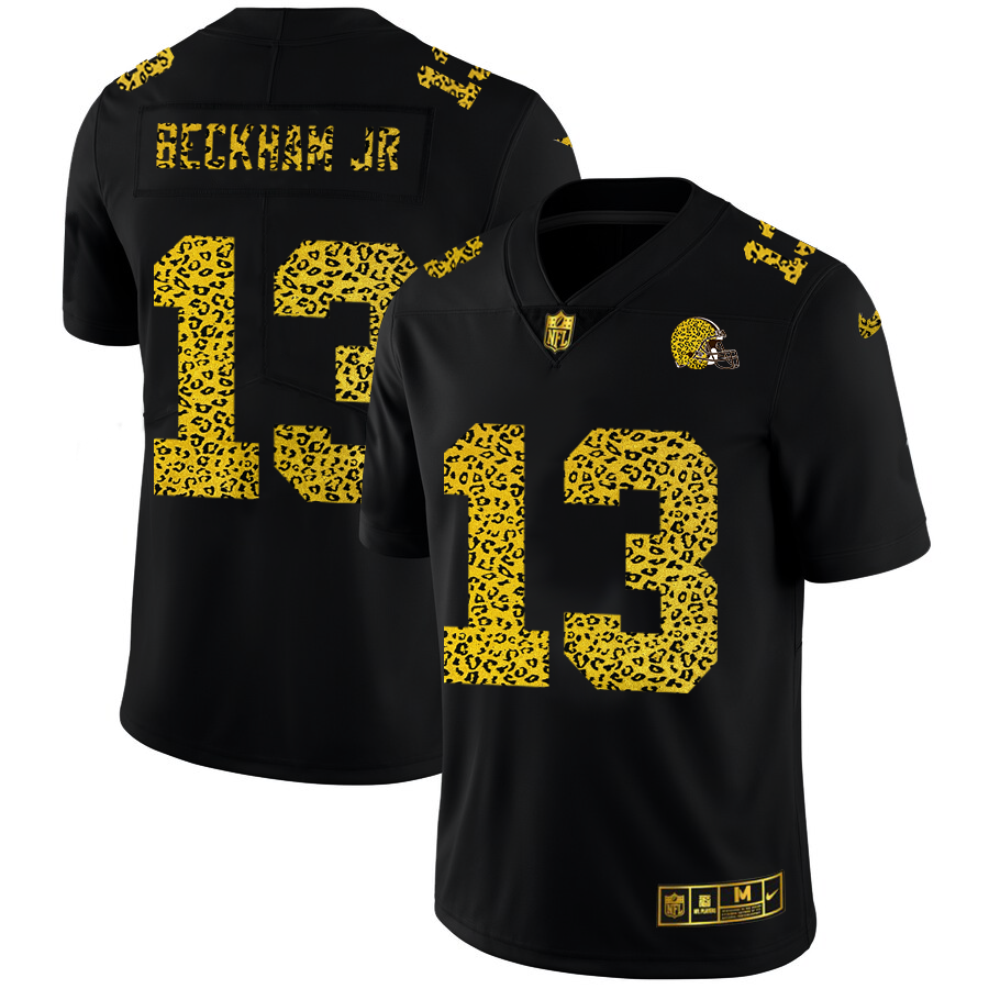 Cleveland Browns #13 Odell Beckham Jr. Men's Nike Leopard Fashion Vapor Limited NFL Jersey Black