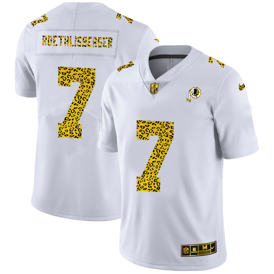 Washington Redskins #7 Dwayne Haskins Jr Men's Nike Flocked Leopard Vapor Limited NFL Jersey White