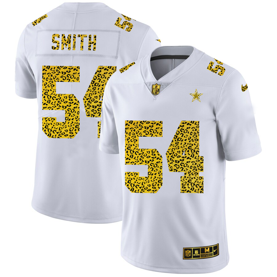 Dallas Cowboys #54 Jaylon Smith Men's Nike Flocked Leopard Vapor Limited NFL Jersey White