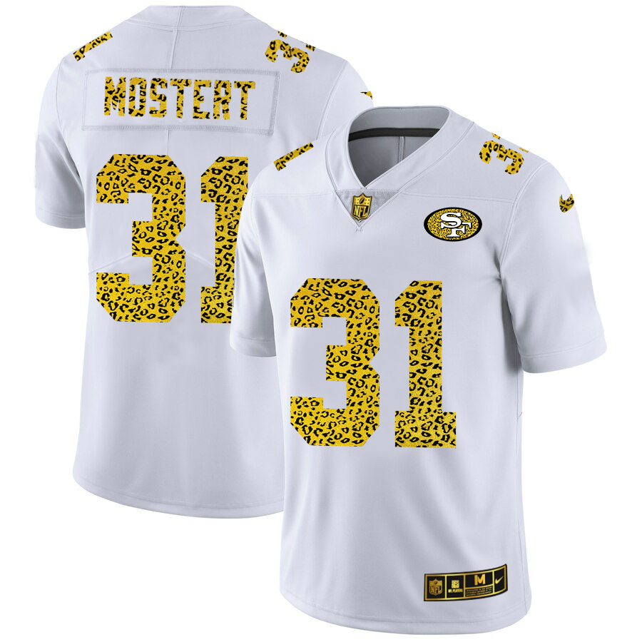 San Francisco 49ers #31 Raheem Mostert Men's Nike Flocked Leopard Vapor Limited NFL Jersey White