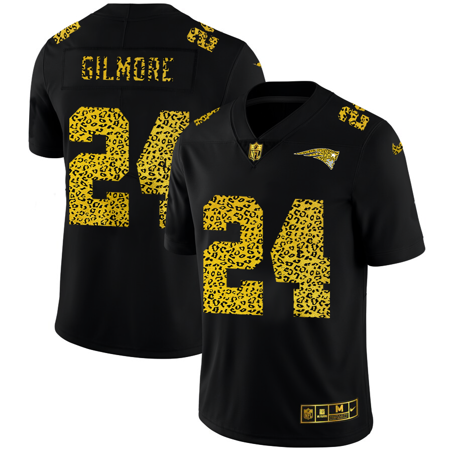 New England Patriots #24 Stephon Gilmore Men's Nike Leopard Fashion Vapor Limited NFL Jersey Black