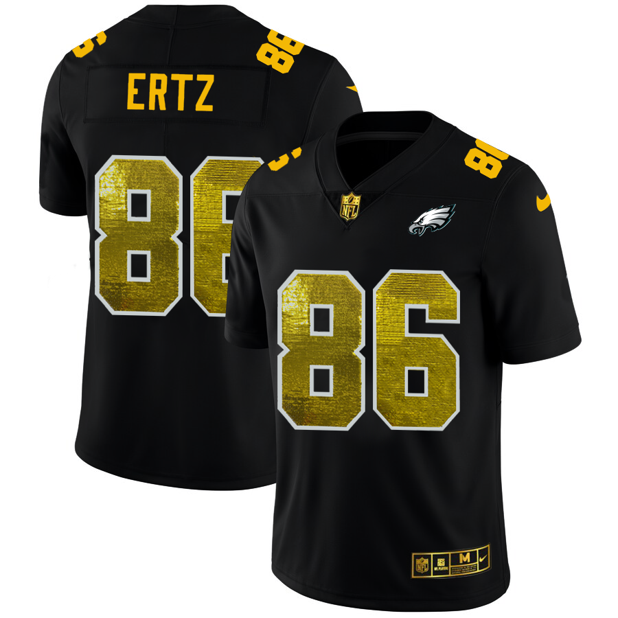 Philadelphia Eagles #86 Zach Ertz Men's Black Nike Golden Sequin Vapor Limited NFL Jersey