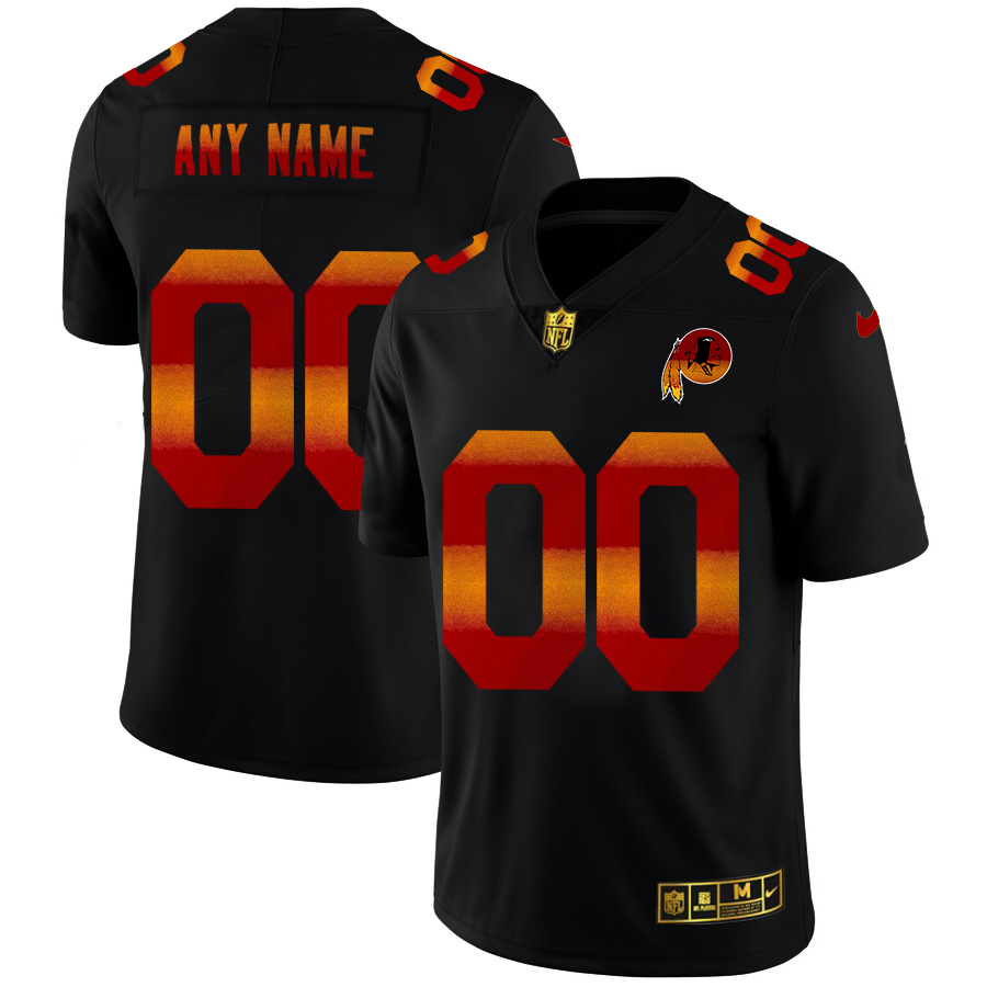 Washington Redskins Custom Men's Black Nike Red Orange Stripe Vapor Limited NFL Jersey