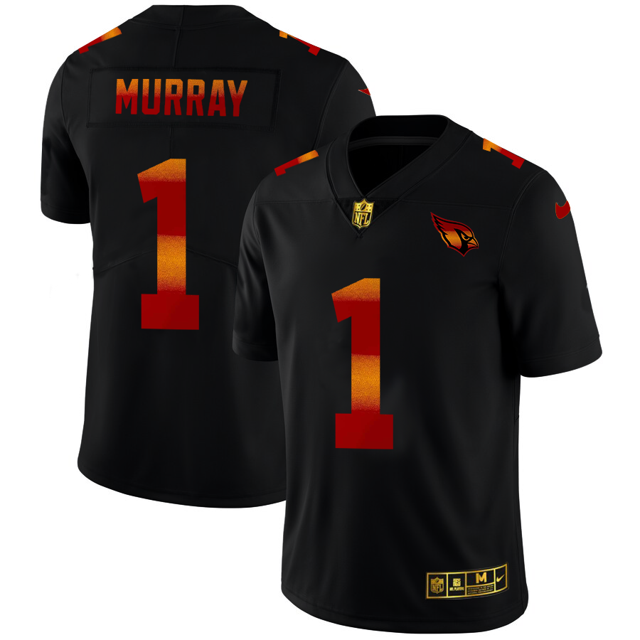 Arizona Cardinals #1 Kyler Murray Men's Black Nike Red Orange Stripe Vapor Limited NFL Jersey