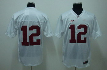 Alabama Crimson Tide 12 white NCAA Jerseys