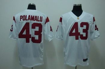 USC Trojans 43 POLAMALU white NCAA Jerseys