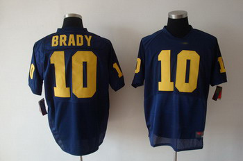 Michigan Wolverines 10 Tom Brady Blue NCAA Jerseys