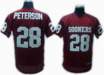 Oklahoma Sooners 28 PETERSON RED NCAA Jerseys