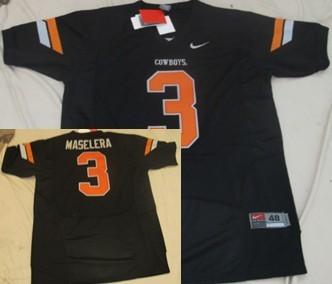 Oklahoma State Cowboys 3 Isaac Maselera Black NCAA Jerseys