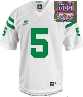 2013 BCS National Championship Notre Dame Fighting Irish 5 White Under The Lights College Football Jersey