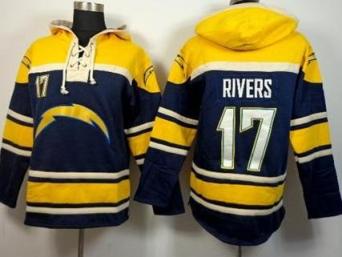 San Diego Chargers #17 Philip Rivers Navy Blue Sawyer Hooded Sweatshirt NFL Hoodie