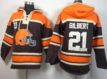 Cleveland Browns #21 Justin Gilbert Brown Sawyer Hooded Sweatshirt NFL Hoodie