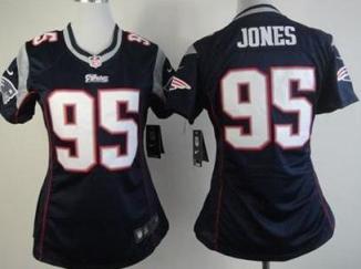 Women Nike New England Patriots #95 Chandler Jones Navy Blue Team Color NFL Jersey