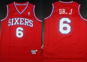 Philadelphia 76ers #6 Julius Erving Red Throwback DR. J Stitched NBA Jersey