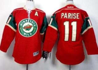 Youth Minnesota Wild #11 Zach Parise Red Stitched NHL Jersey