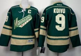 Youth Minnesota Wild 9 Mikko Koivu Green NHL Jerseys