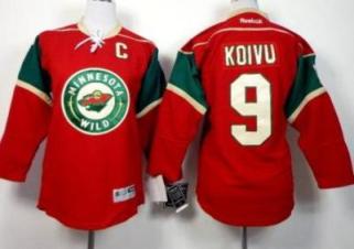 Youth Minnesota Wild 9 Mikko Koivu Red NHL Jerseys