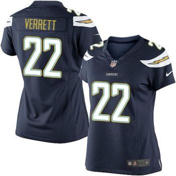 Women Nike San Diego Chargers 22 Jason Verrett Dark Blue Jerseys