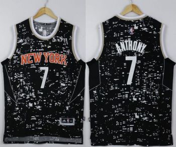 Knicks #7 Carmelo Anthony Black City Light Stitched NBA Jersey