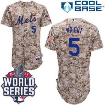 New York Mets #5 David Wright Alternate Camo Cool Base W 2015 World Series Patch Stitched MLB Jersey