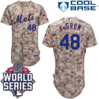 New York Mets #48 Jacob DeGrom Camo Alternate Cool Base W 2015 World Series Patch Stitched MLB Jersey