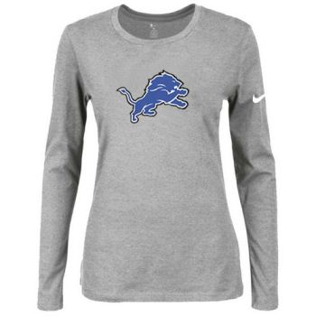 Women's Nike Detroit Lions Of The City Long Sleeve Tri-Blend NFL T-Shirt Light Grey