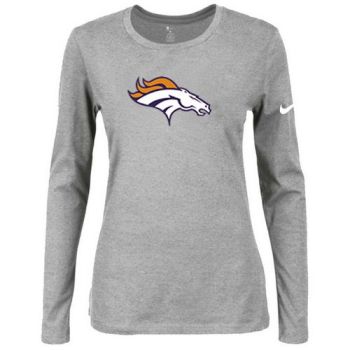 Women's Nike Denver Broncos Of The City Long Sleeve Tri-Blend NFL T-Shirt Light Grey