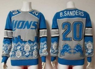 Nike Detroit Lions #20 Barry Sanders Blue Grey Men's Ugly Sweater