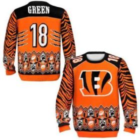 Nike Bengals #18 A.J. Green Orange Black Men's Ugly Sweater