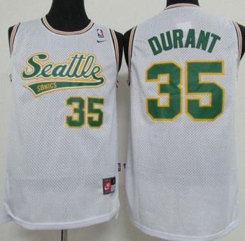 Oklahoma City Thunder #35 Kevin Durant White Throwback Stitched NBA Jersey