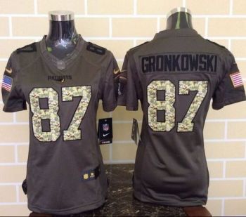 Women Nike Patriots #87 Rob Gronkowski Green Stitched NFL Limited Salute To Service Jersey