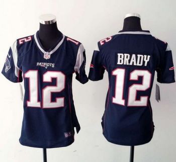 Women Nike Patriots #12 Tom Brady Navy Blue Team Color Stitched NFL New Elite Jersey