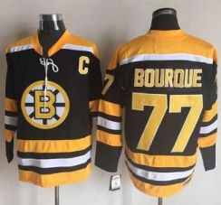 Boston Bruins #77 Ray Bourque Black Yellow CCM Throwback New Stitched NHL Jersey