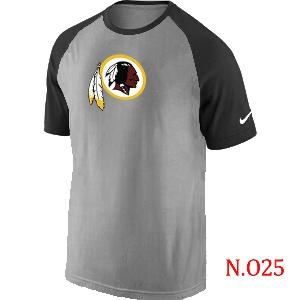 Mens Washington Red Skins Ash Tri Big Play Raglan T-Shirt Grey- Black