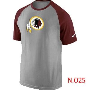 Mens Washington Red Skins Ash Tri Big Play Raglan T-Shirt Grey- Red