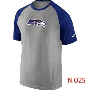 Mens Seattle Seahawks Ash Tri Big Play Raglan T-Shirt Grey- Blue