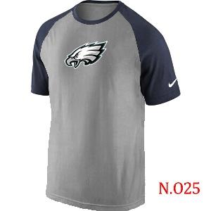 Mens Philadelphia Eagles Ash Tri Big Play Raglan T-Shirt Grey- Navy