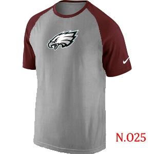 Mens Philadelphia Eagles Ash Tri Big Play Raglan T-Shirt Grey- Red