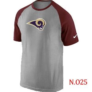 Mens St.Louis Rams Ash Tri Big Play Raglan T-Shirt Grey- Red