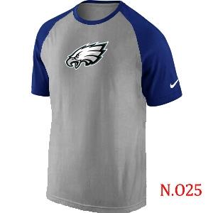 Mens Philadelphia Eagles Ash Tri Big Play Raglan T-Shirt Grey- Blue