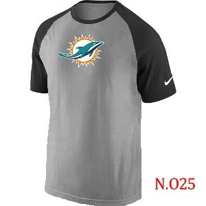 Mens Miami Dolphins Ash Tri Big Play Raglan T-Shirt Grey- Black