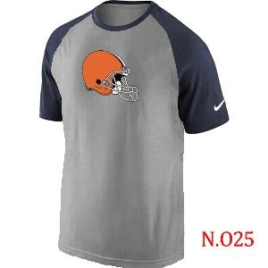 Mens Cleveland Browns Ash Tri Big Play Raglan T-Shirt Grey- Navy