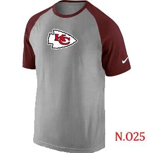 Mens Kansas City Chiefs Ash Tri Big Play Raglan T-Shirt Grey- Red