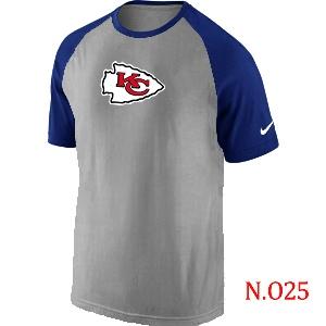 Mens Kansas City Chiefs Ash Tri Big Play Raglan T-Shirt Grey- Blue