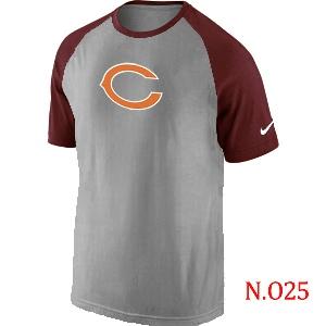 Mens Chicago Bears Ash Tri Big Play Raglan T-Shirt Grey- Red